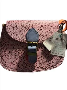NEW SORUKA women's quinn recycled leather crossbody bag in pink/spotted pony